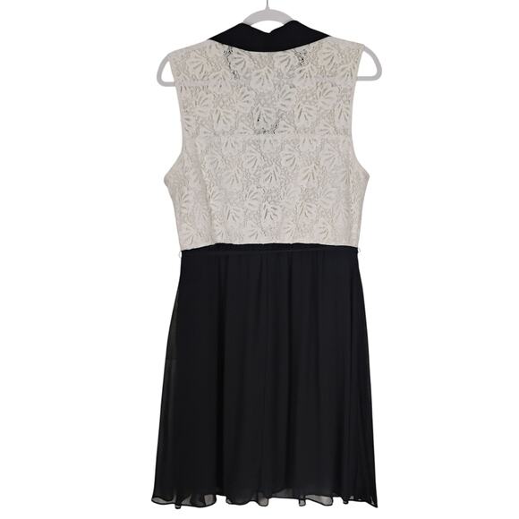 VTG Bisou Bisou Black Cream Lace Button Front Collar Dress 14 Dark Academia - Picture 3 of 8